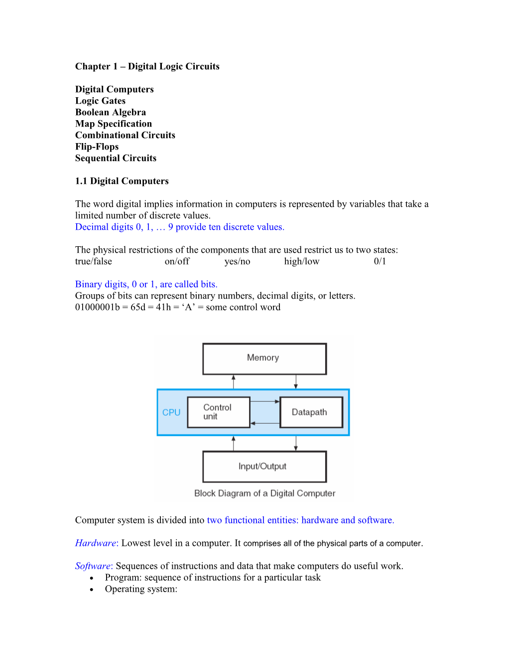 Chapter 1 Digital Logic Circuits