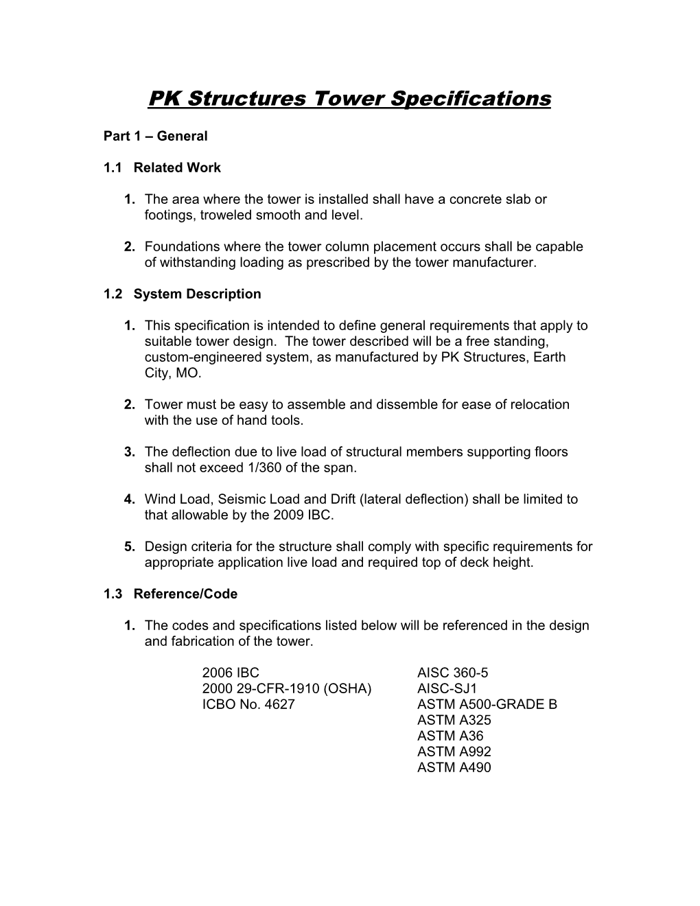 PK Structures Mezzanine Specifications