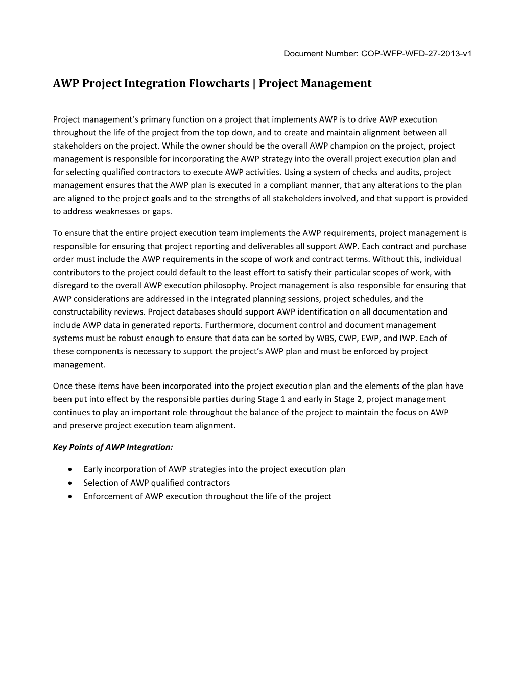 AWP Project Integration Flowcharts Project Management