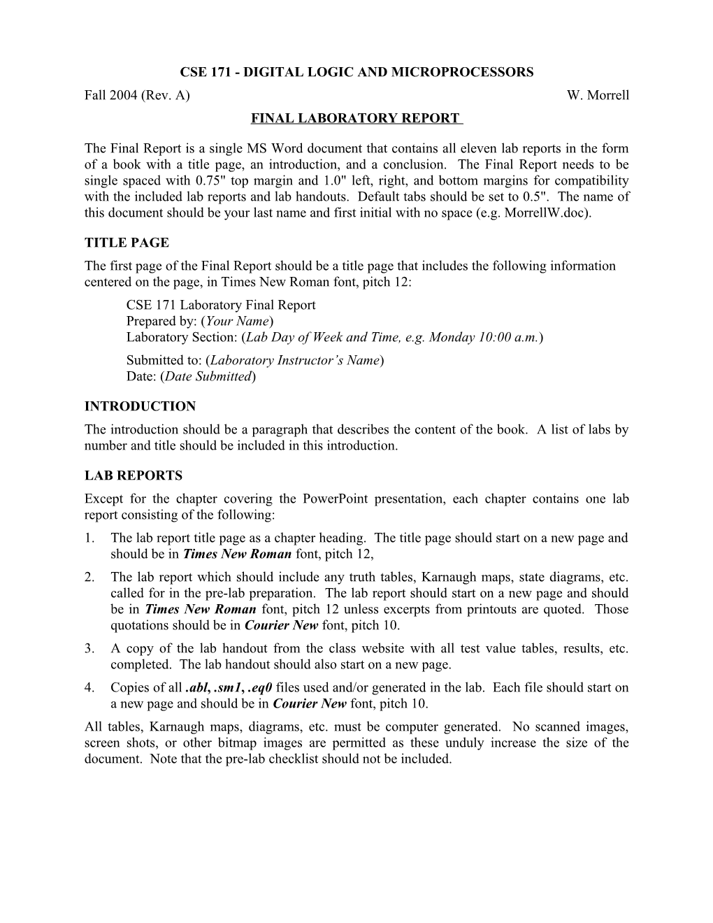 Cse 171 - Digital Logic and Microprocessors