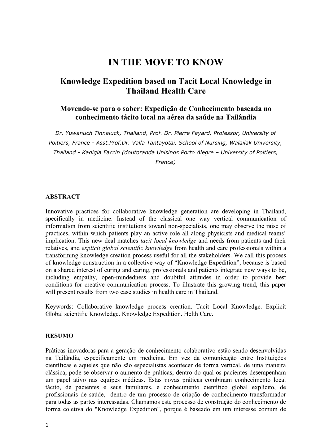 Knowledge Expedition Based on Tacit Local Knowledge in Thailand Health Care