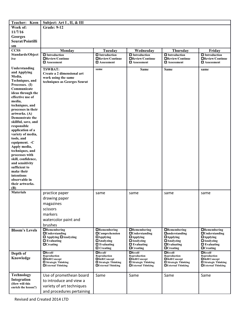 Notes: Students Are Working on a Variety of Skill Levels in All Classes