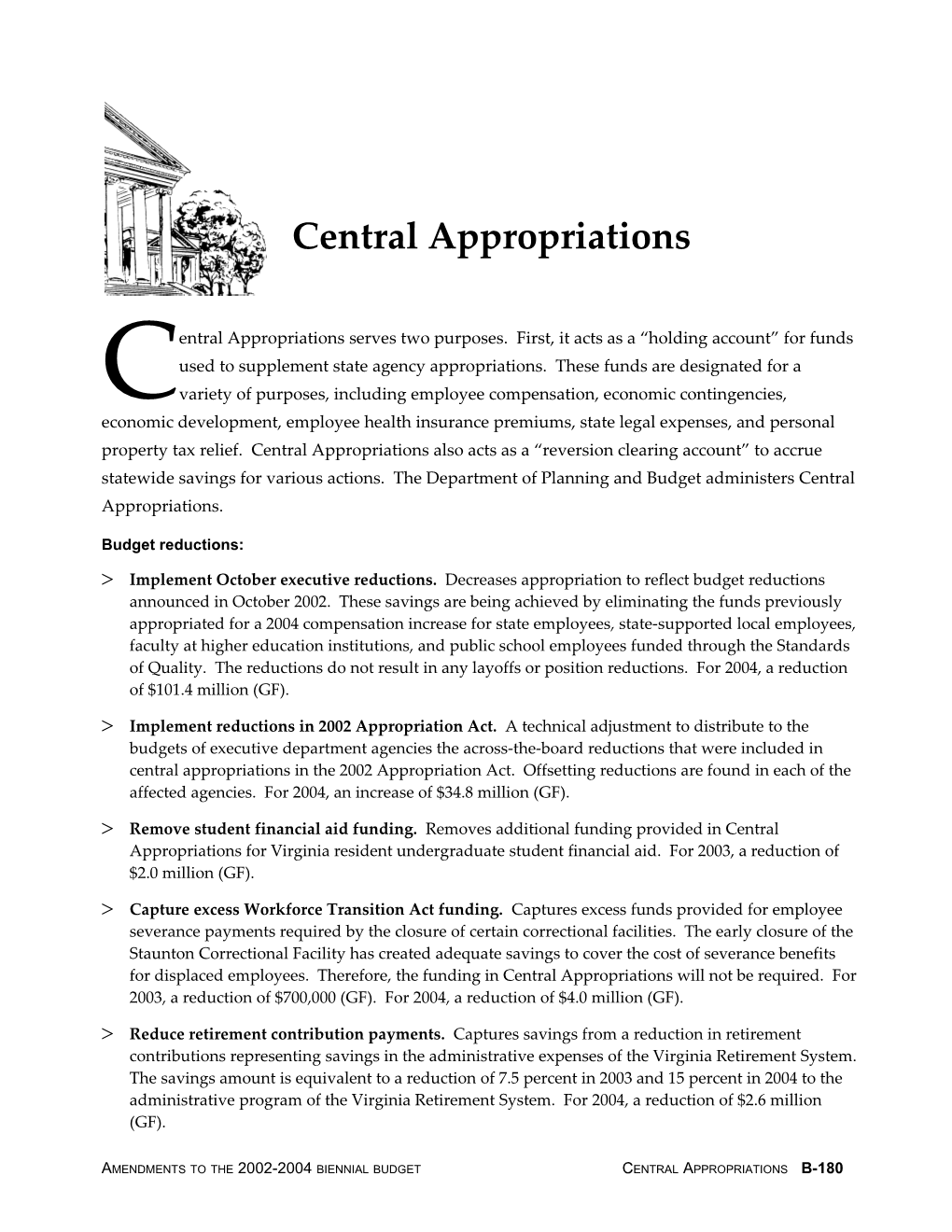 Central Appropriations