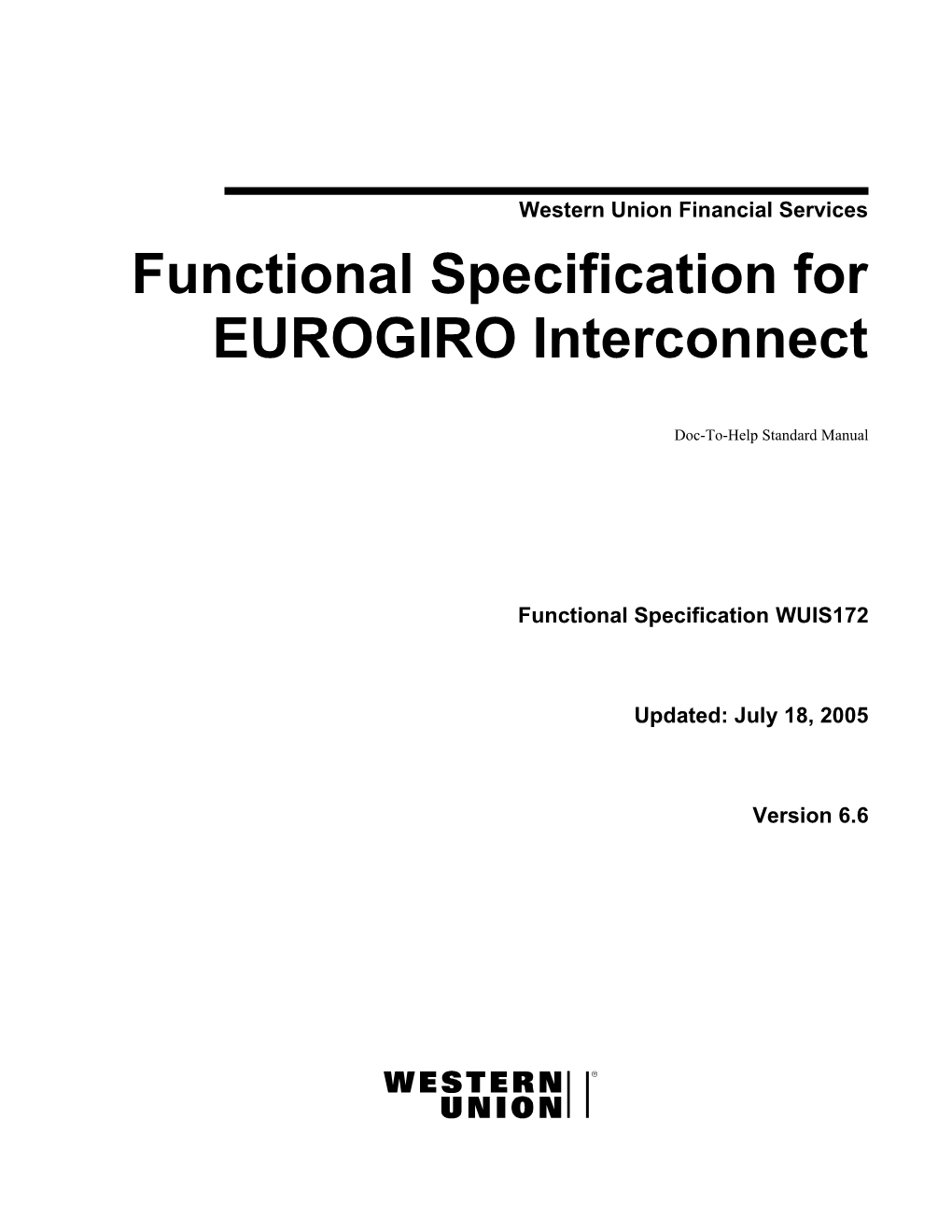 Functional Specification for EUROGIRO Interconnect