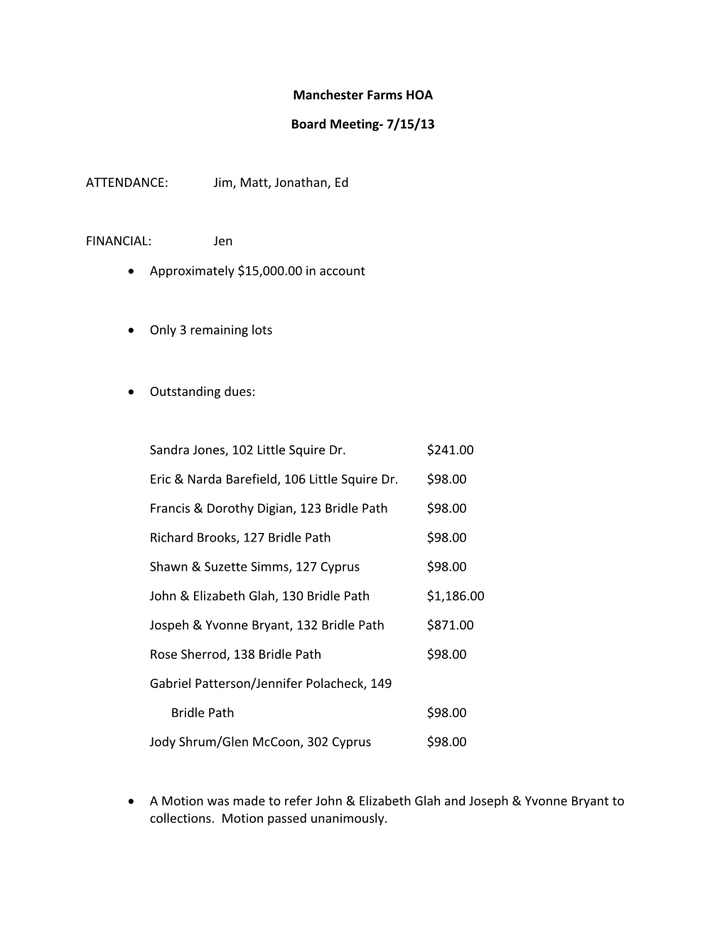 Manchester Farms HOA