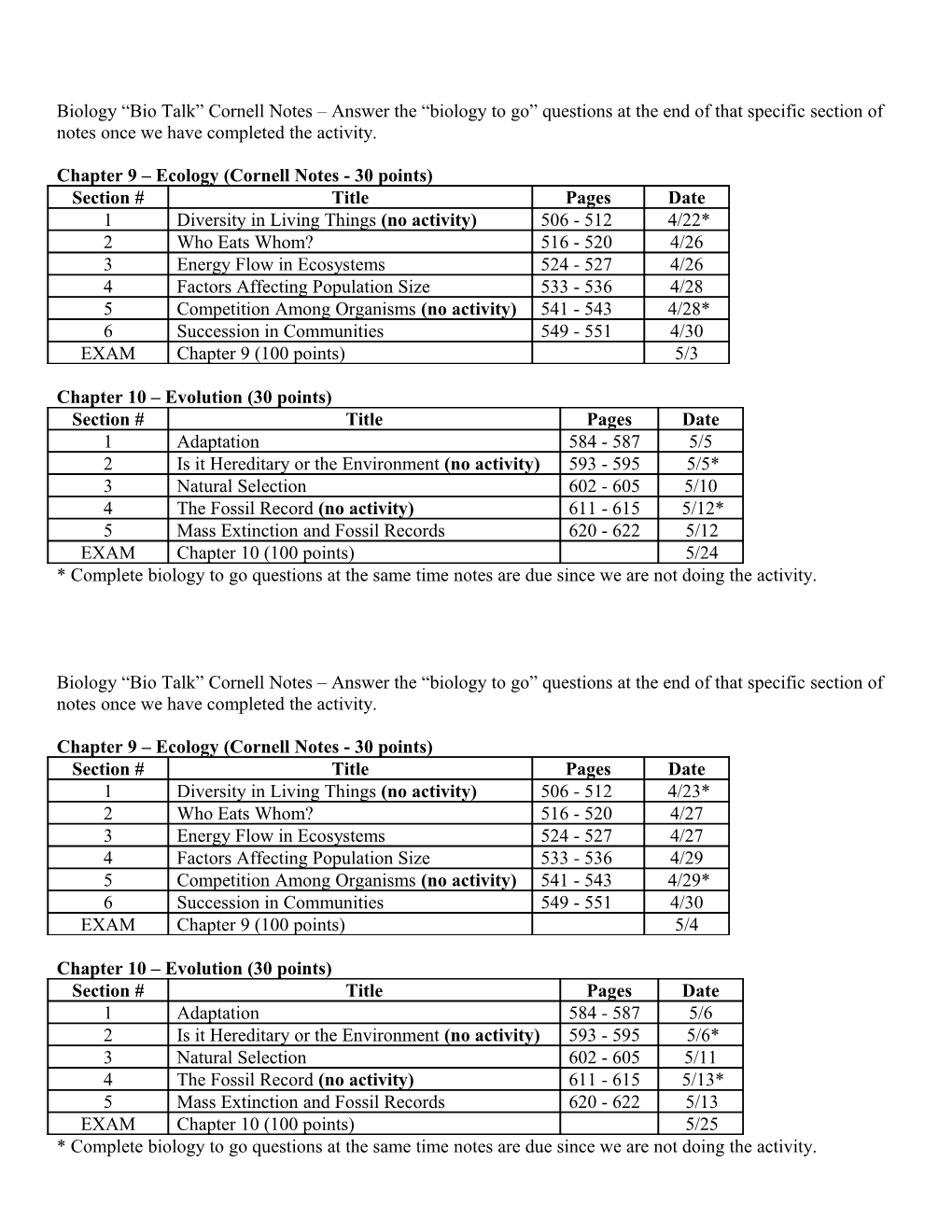 Biology Bio Talk Cornell Notes Answer the Biology to Go Questions at the End of That Specific