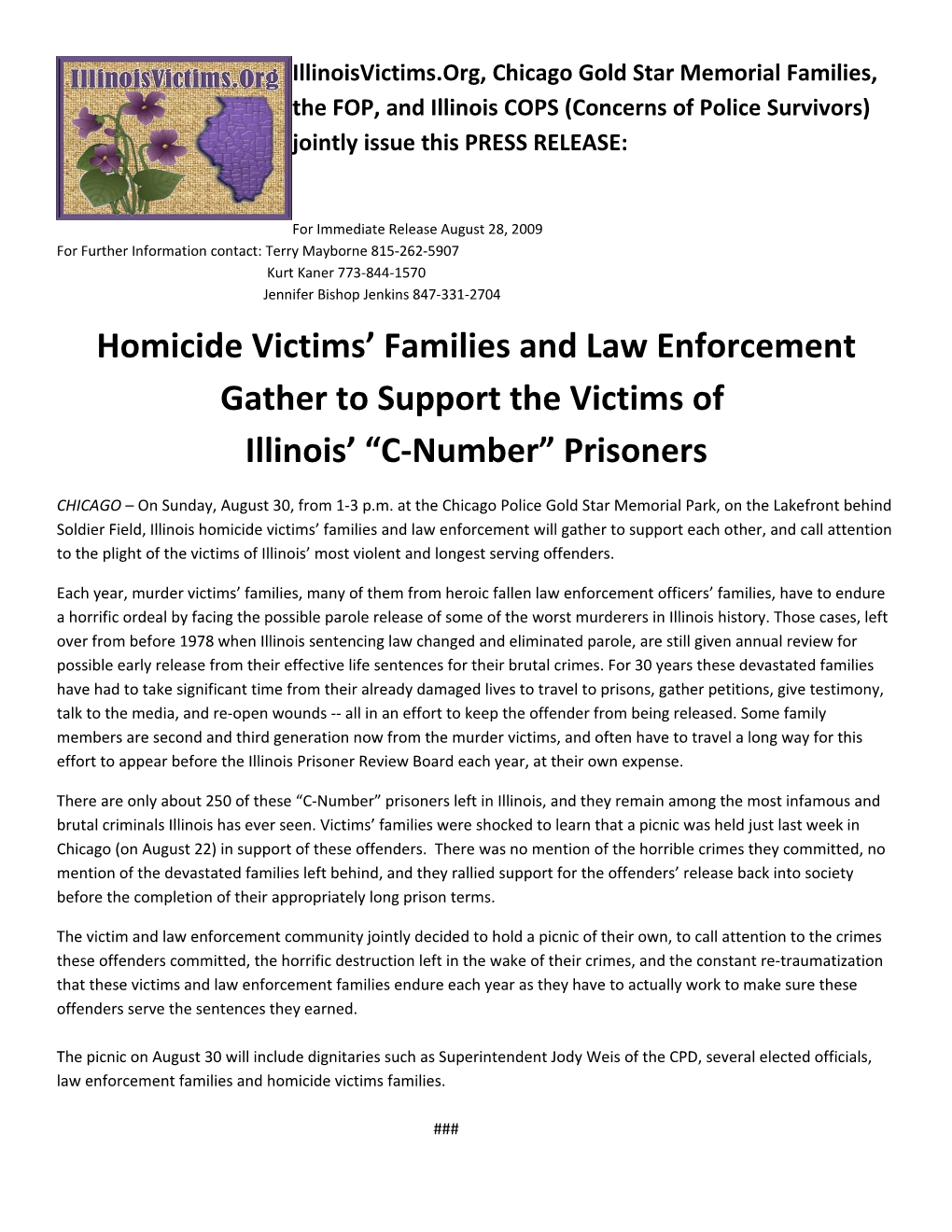 Homicide Victims Families and Law Enforcement Gather to Support the Victims of Illinois