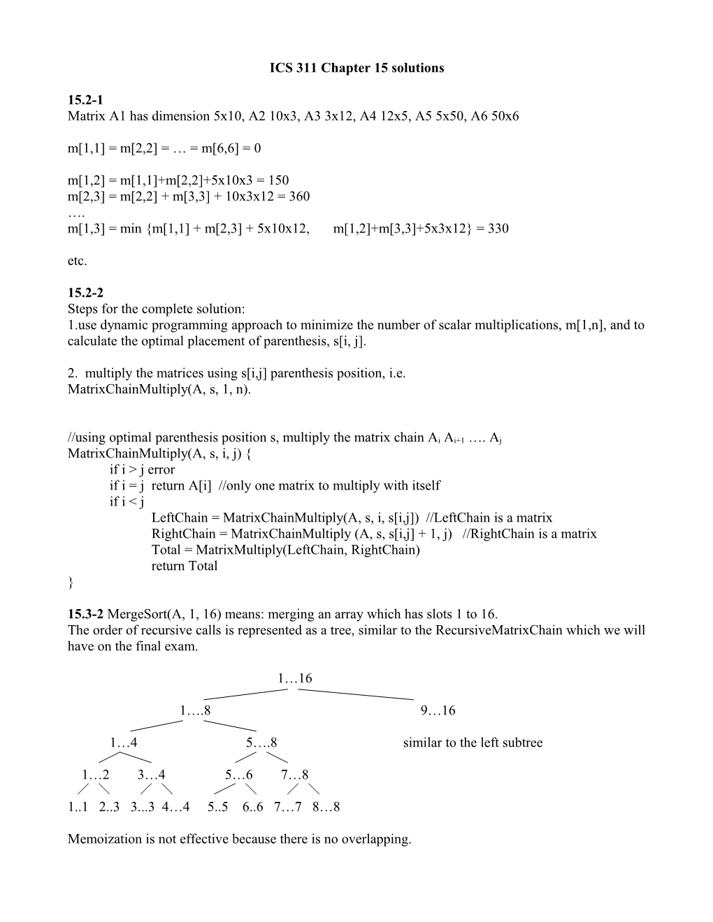 ICS 311 Chapter 15 Solutions