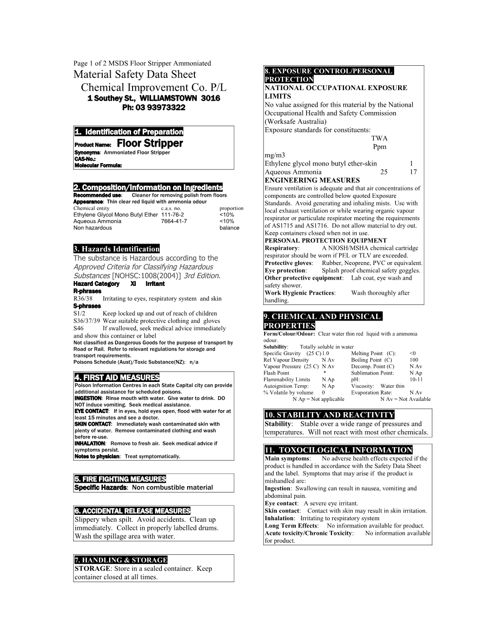 Material Safety Data Sheet s39