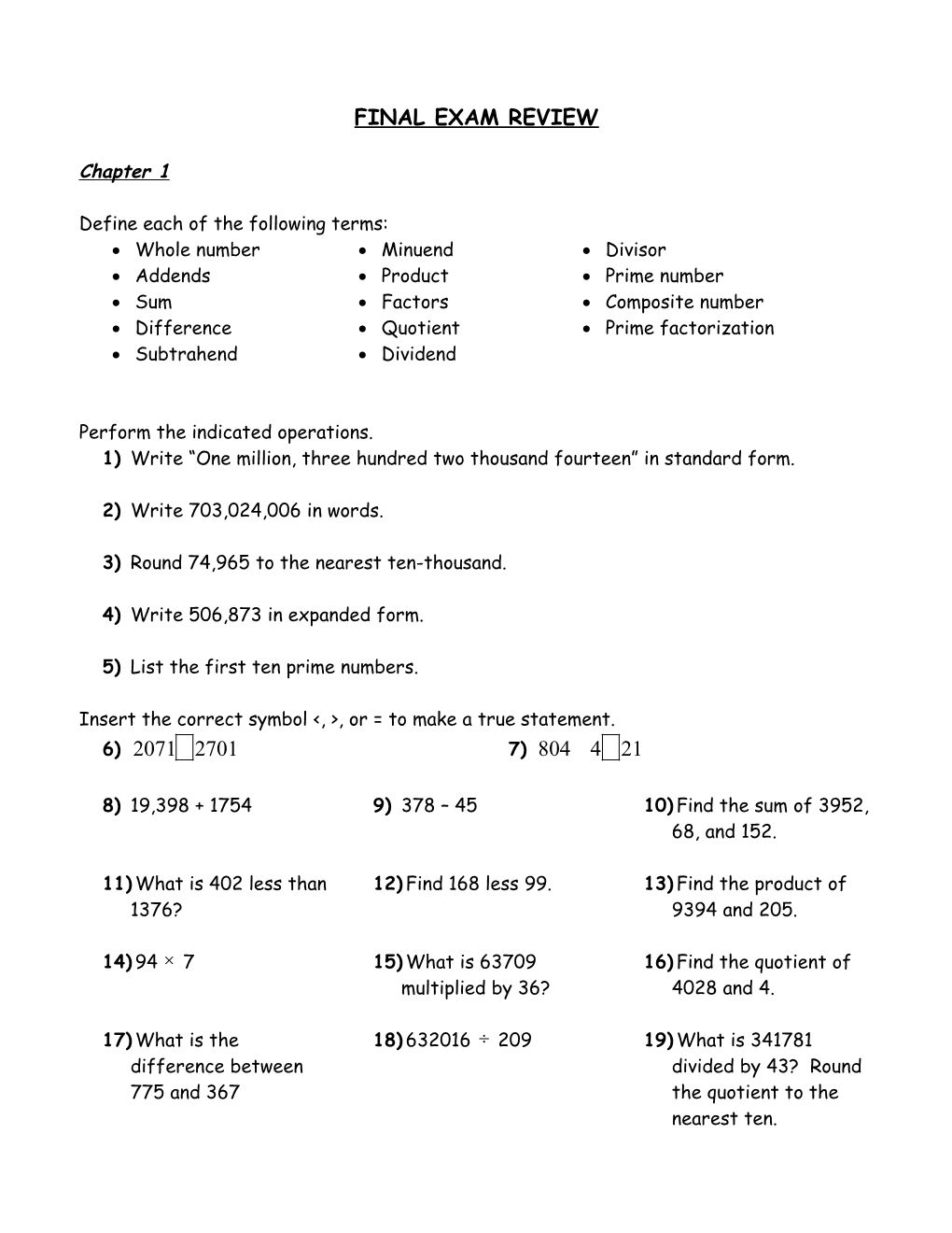 Finalexam Review