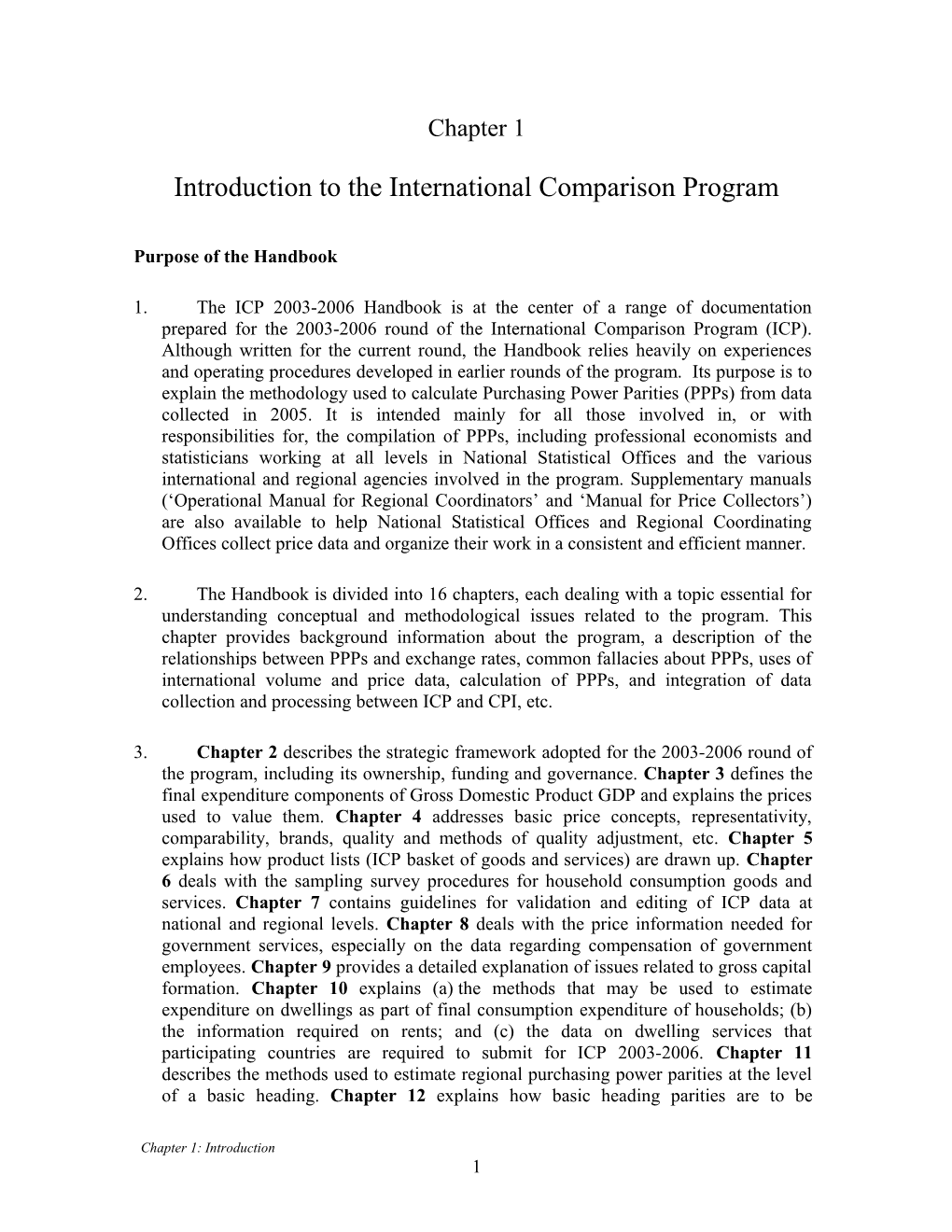 Introduction to the International Comparison Program