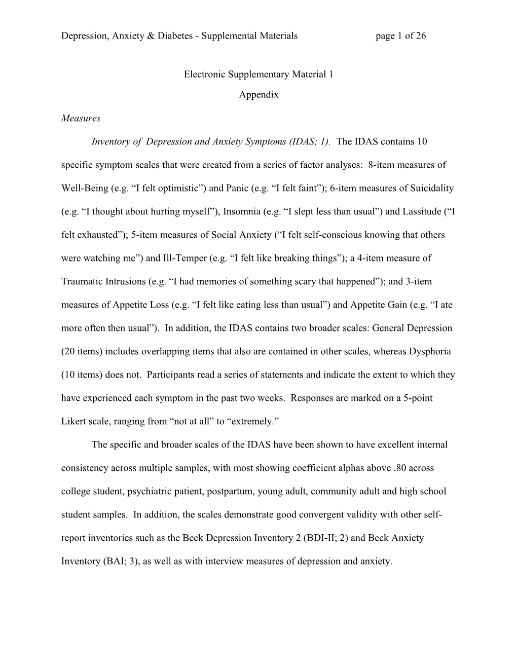 Depression, Anxiety & Diabetes - Supplemental Materials Page 26 of 26