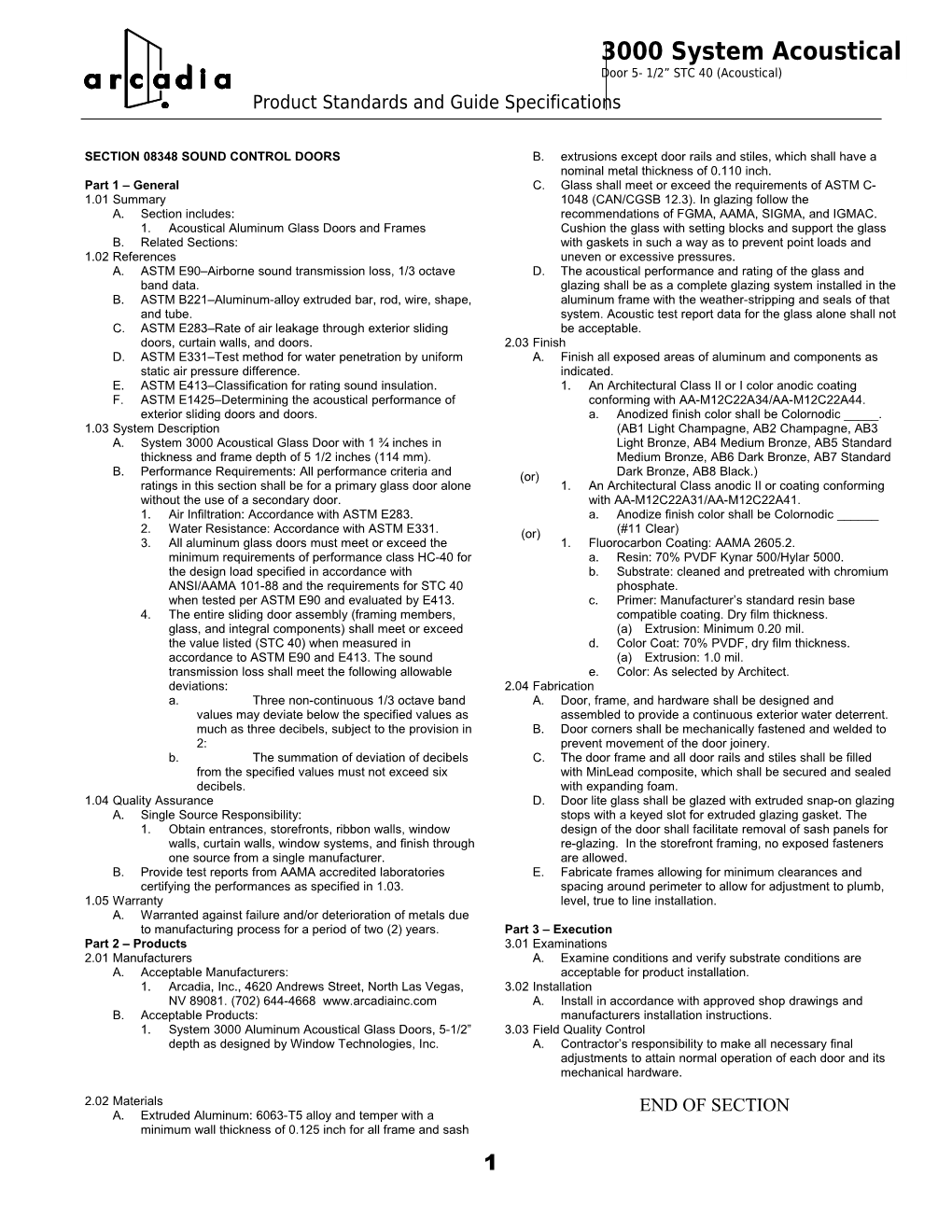 Section 08348 Sound Control Doors