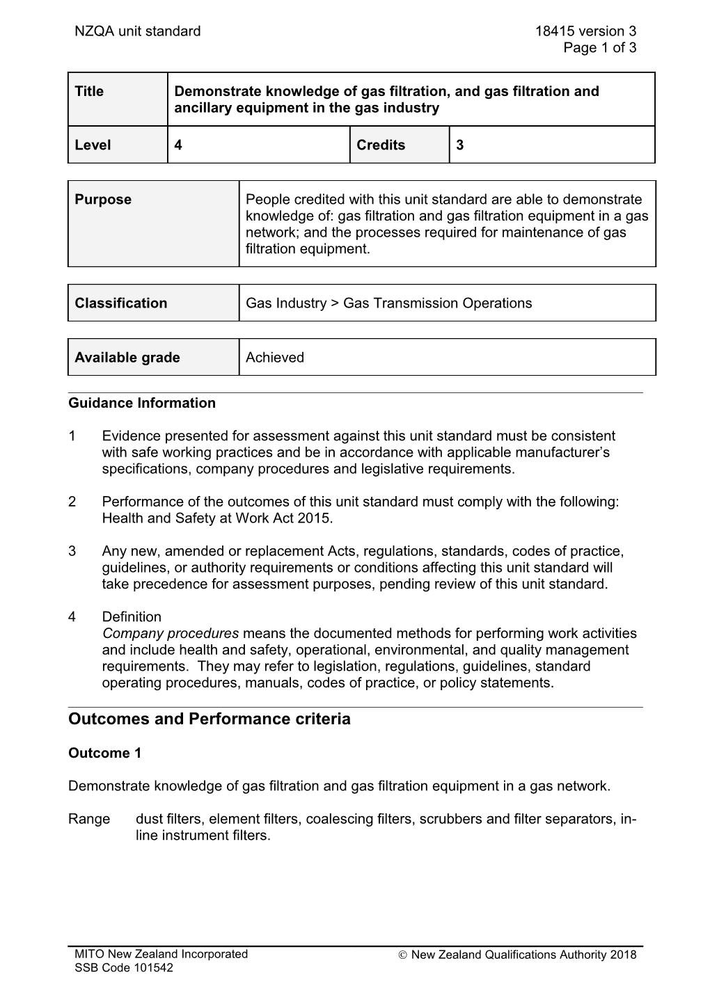 18415 Demonstrate Knowledge of Gas Filtration, and Gas Filtration and Ancillary Equipment