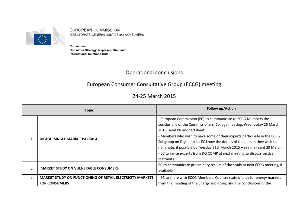 European Consumer Consultative Group(ECCG) Meeting