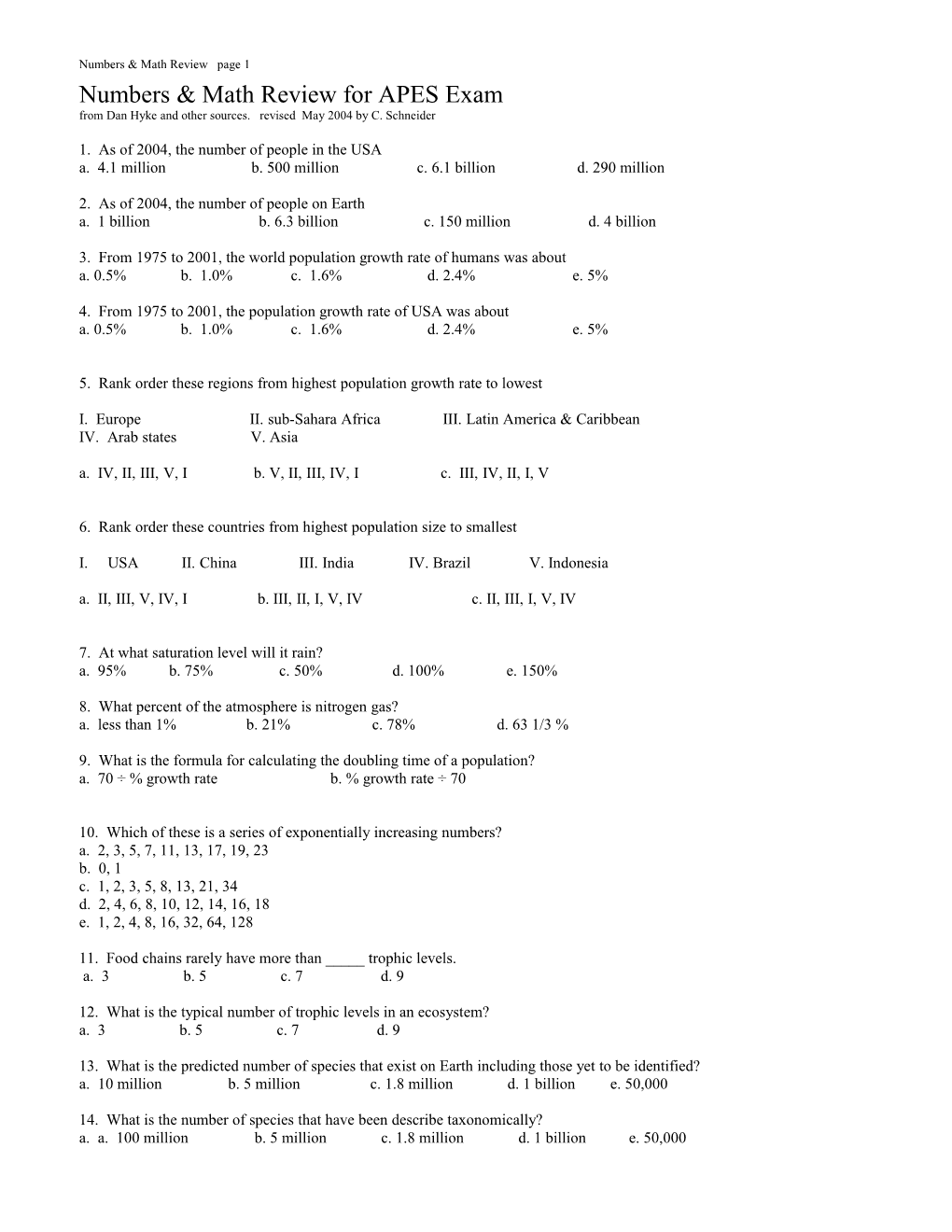 Numbers & Math Review Page 3