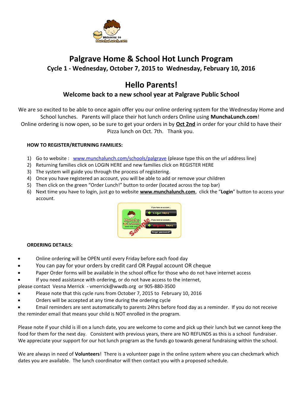 Palgrave Home & School Hot Lunch Program