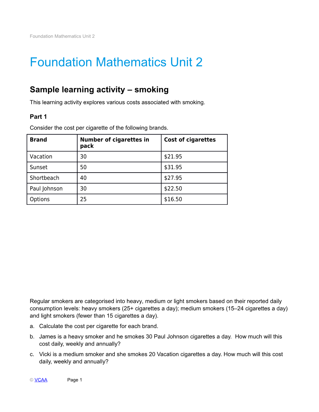 Foundation Mathematics Unit 2