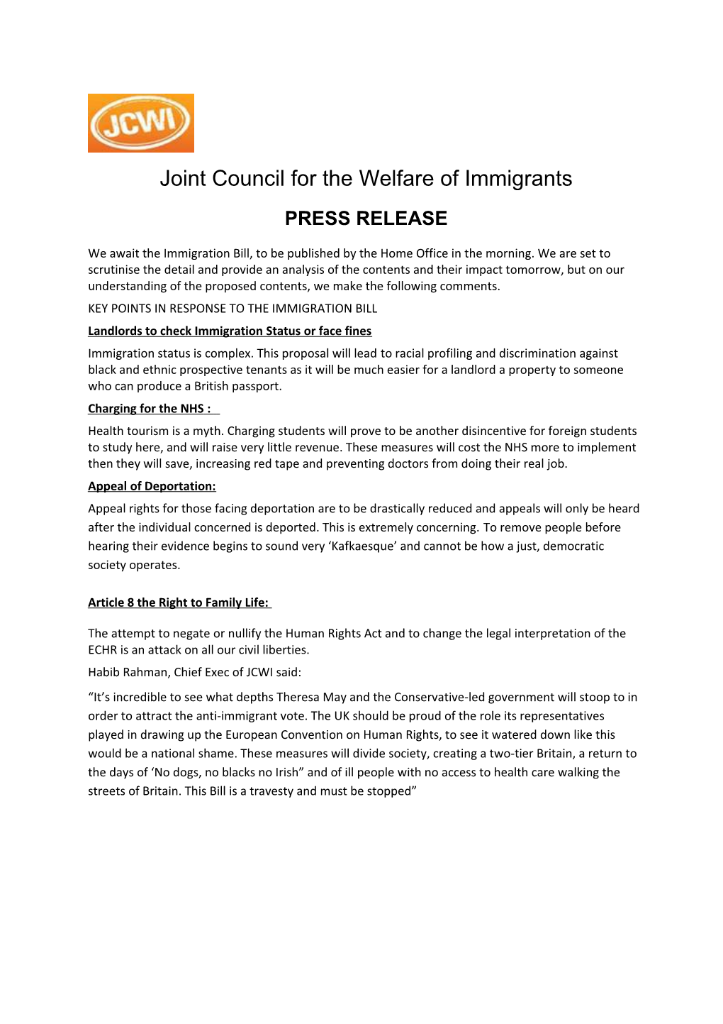 Joint Council for the Welfare of Immigrants