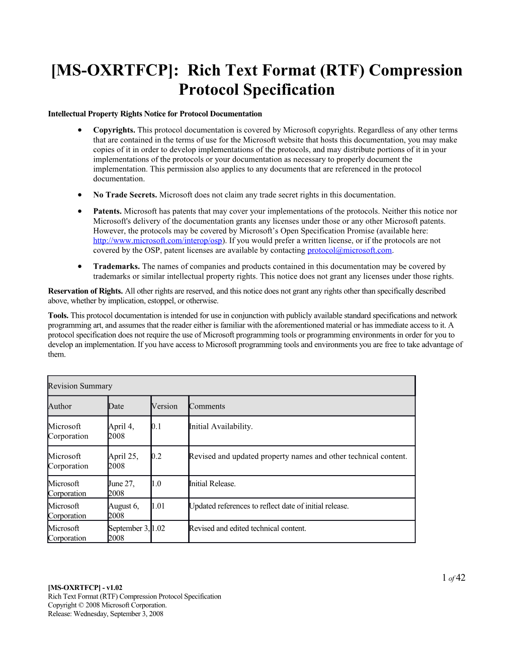 MS-OXRTFCP : Rich Text Format (RTF) Compression Protocol Specification