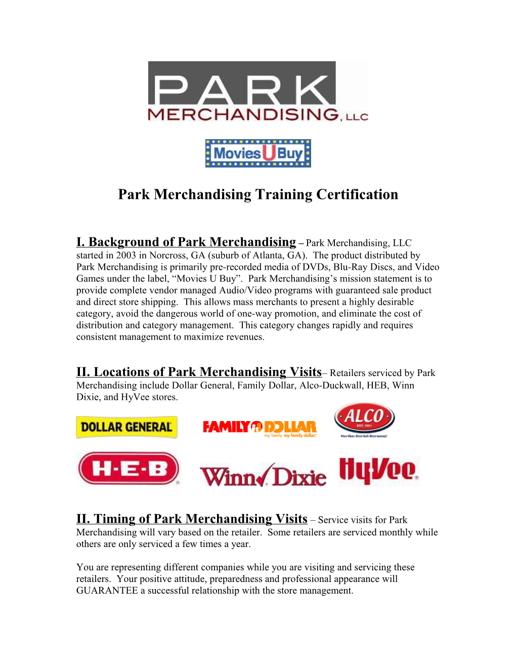 Park Merchandising Training Certification