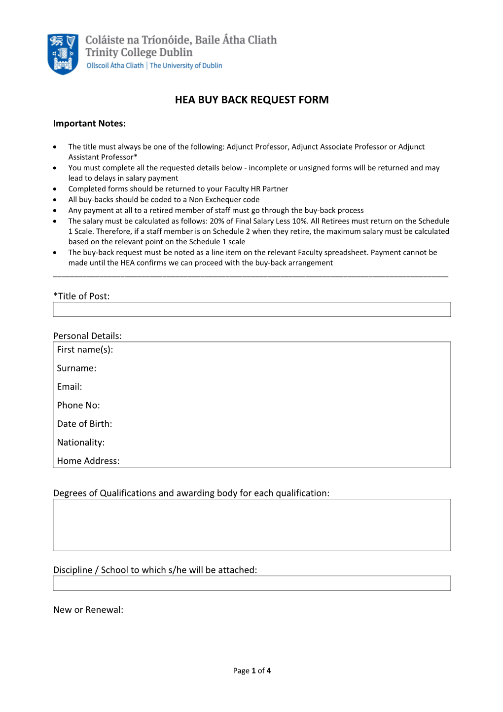Hea Buy Back Request Form
