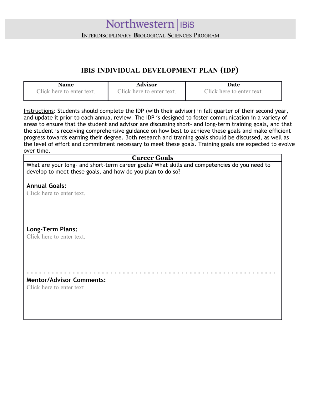 Ibis Individual Development Plan (Idp)