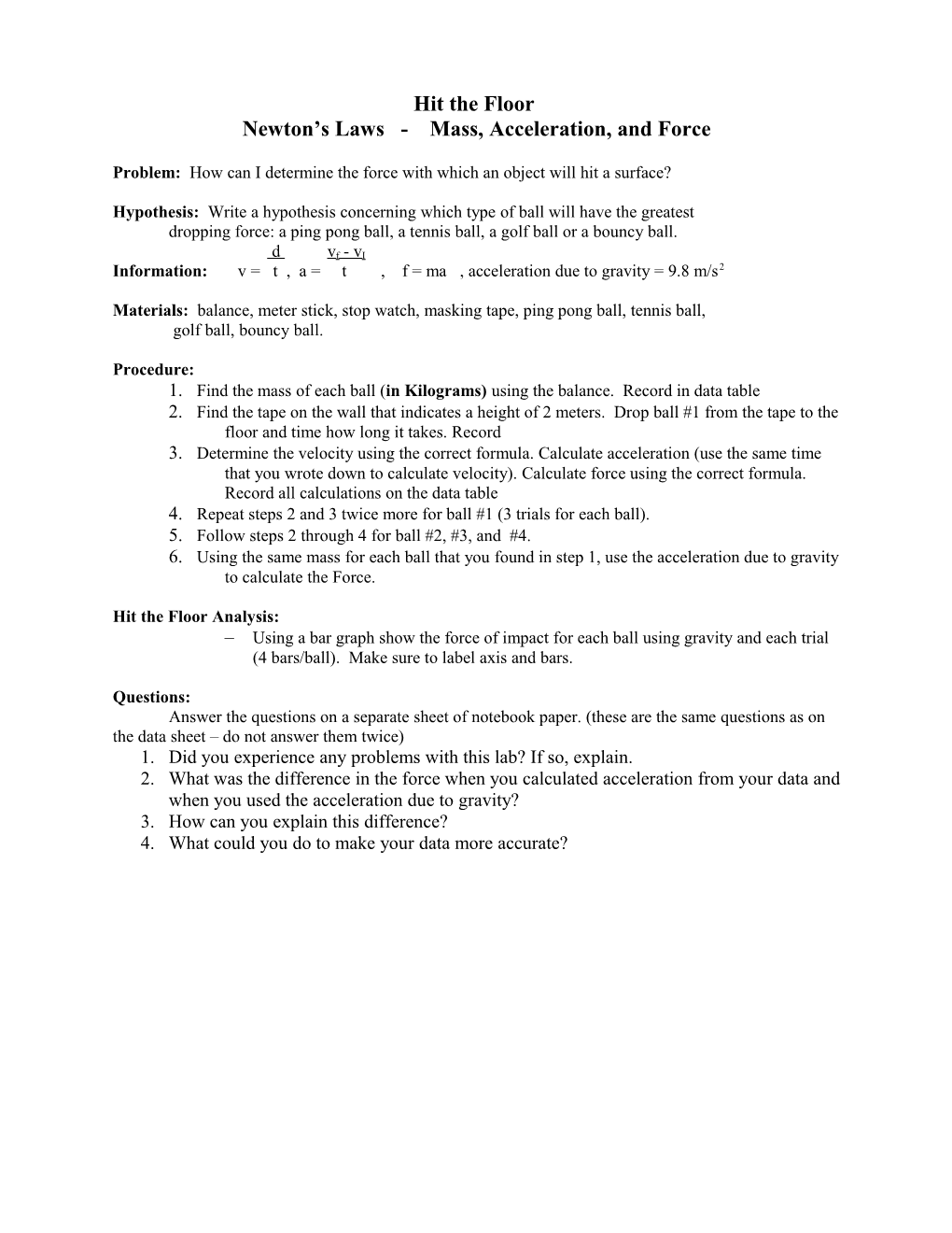 Newton S Laws - Mass, Acceleration, and Force