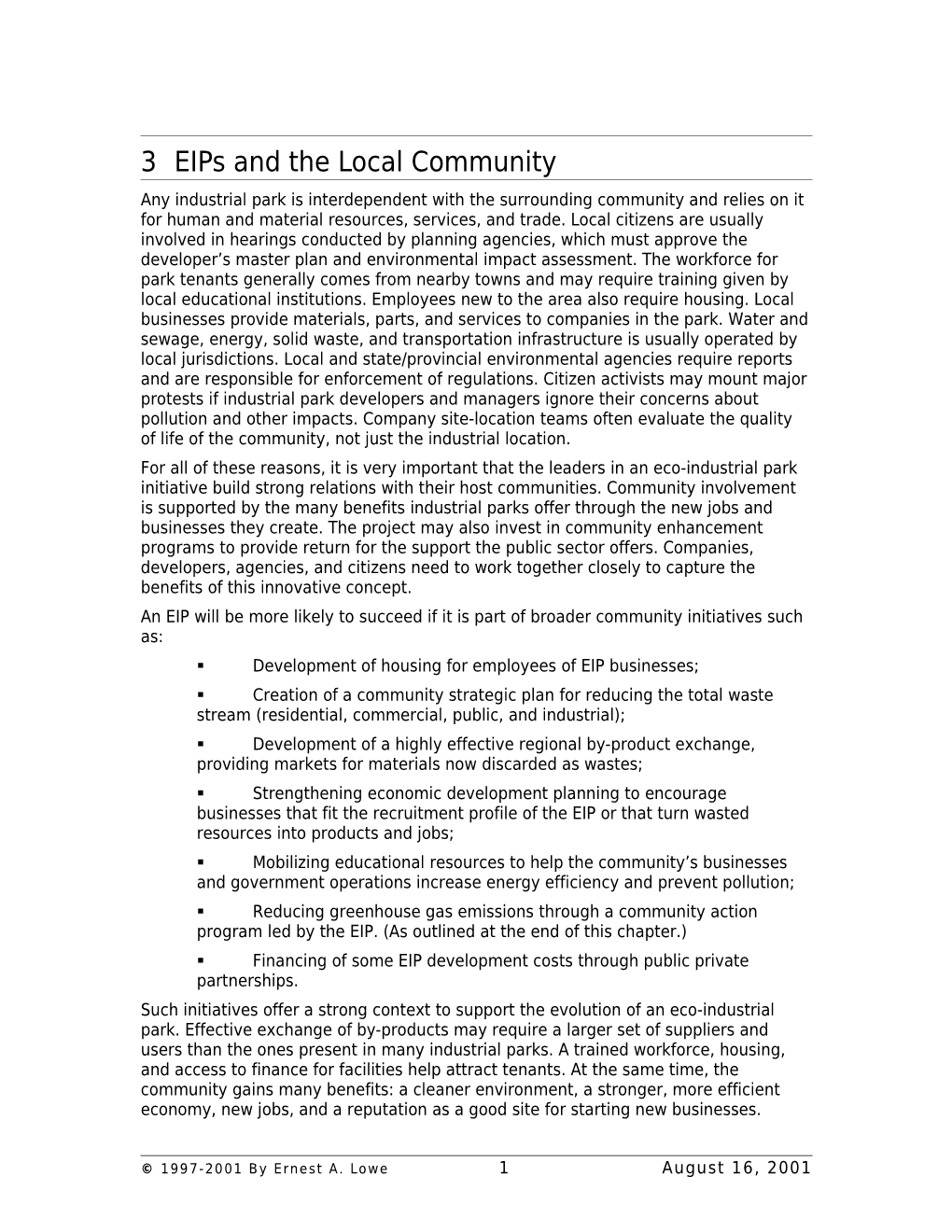 Eco-Industrial Parks Eips and the Local Community