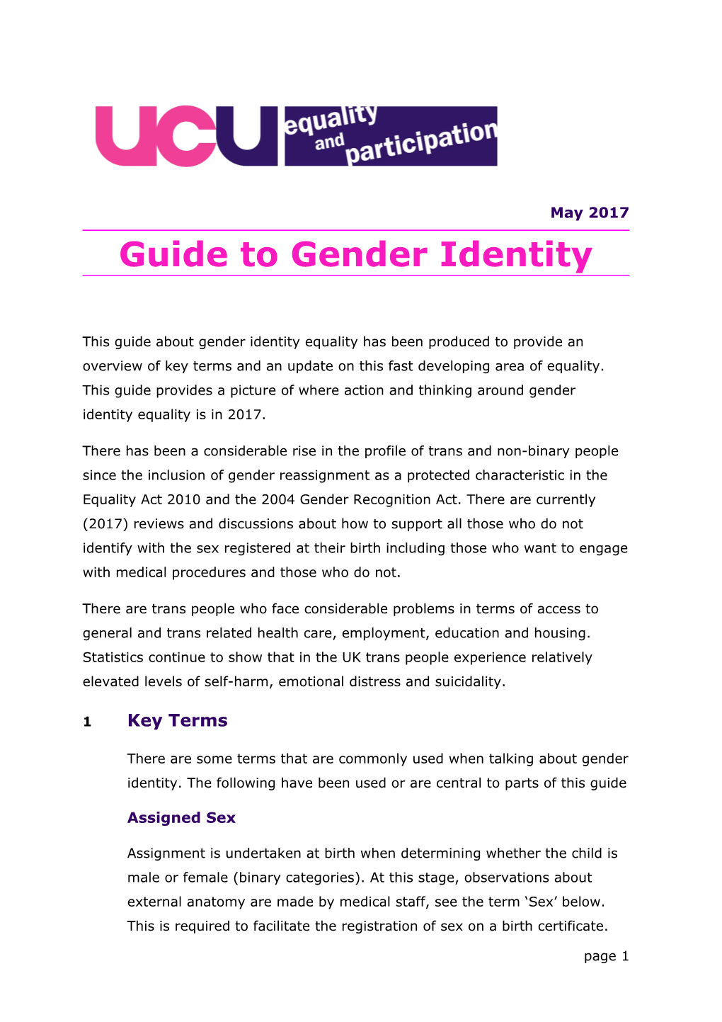 Guide to Gender Identity