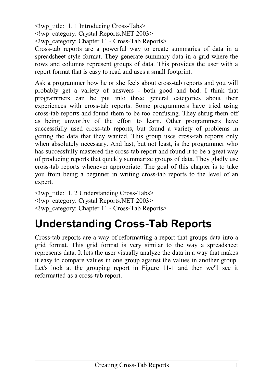 &lt;!Wp Title:11. 1 Introducing Cross-Tabs&gt;