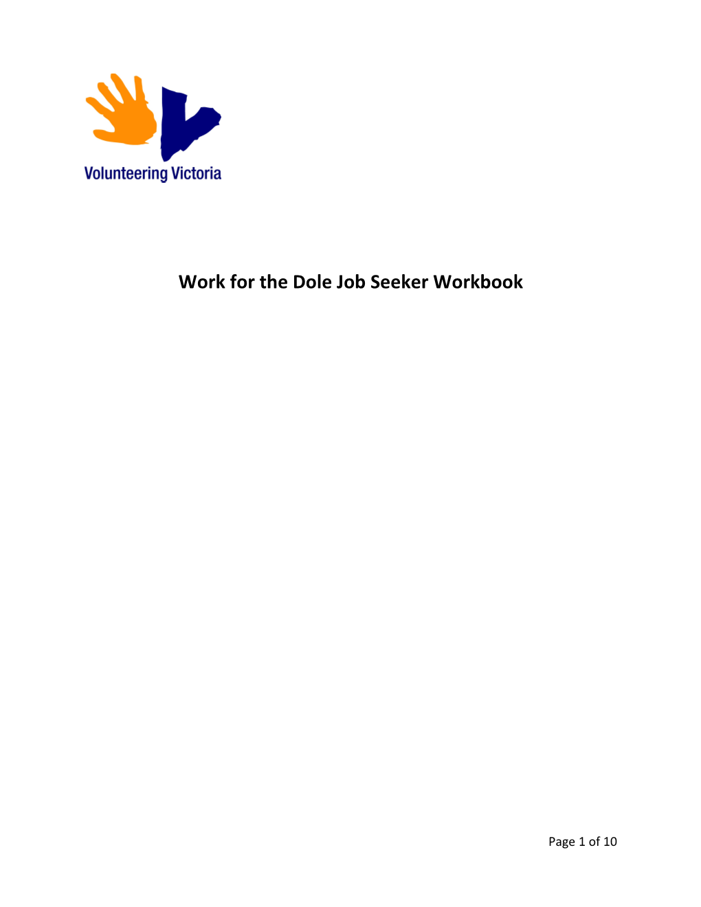 Work for the Dole (Wfd) Job Seeker Workbook