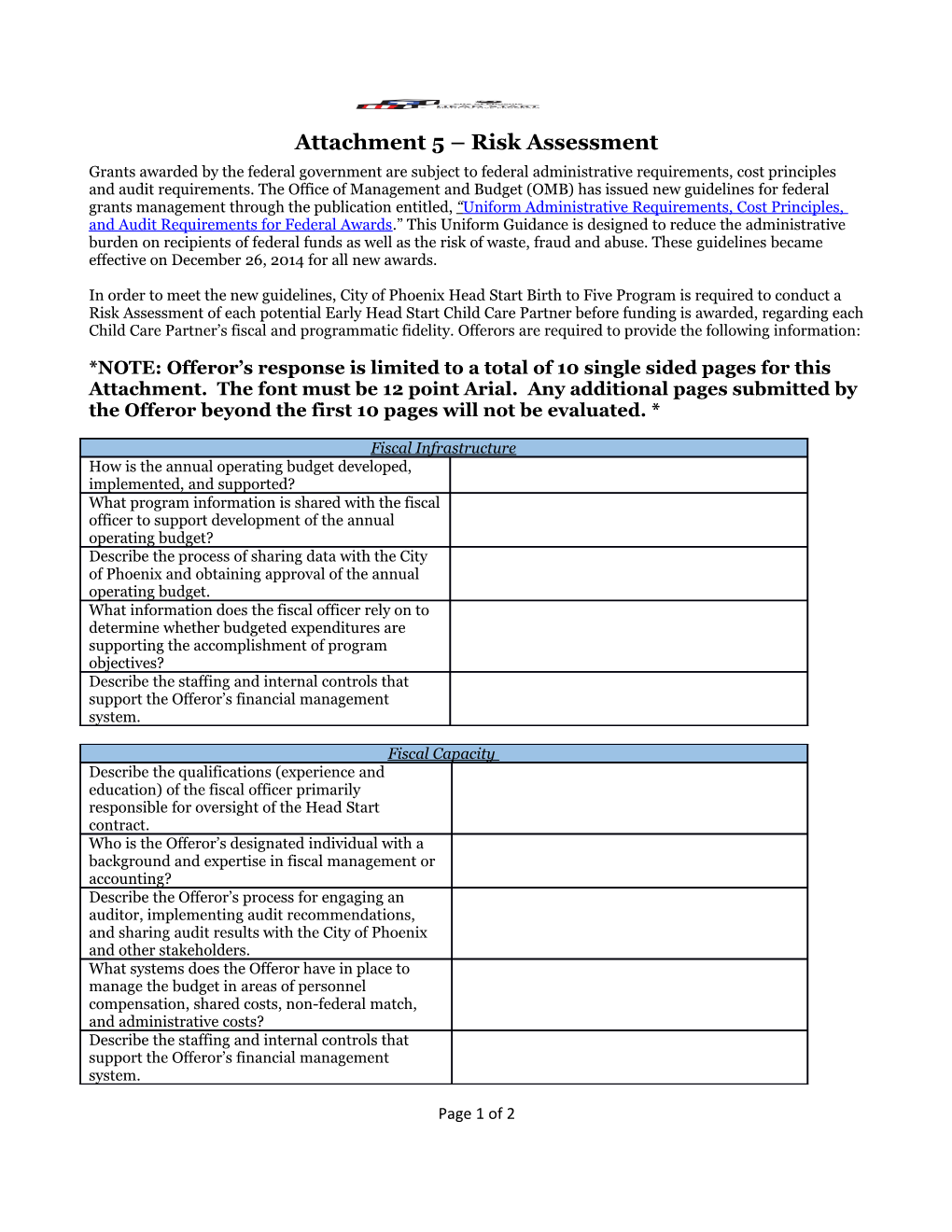 RFP-18-EDU-19 Attachment 5 - Risk Assessment