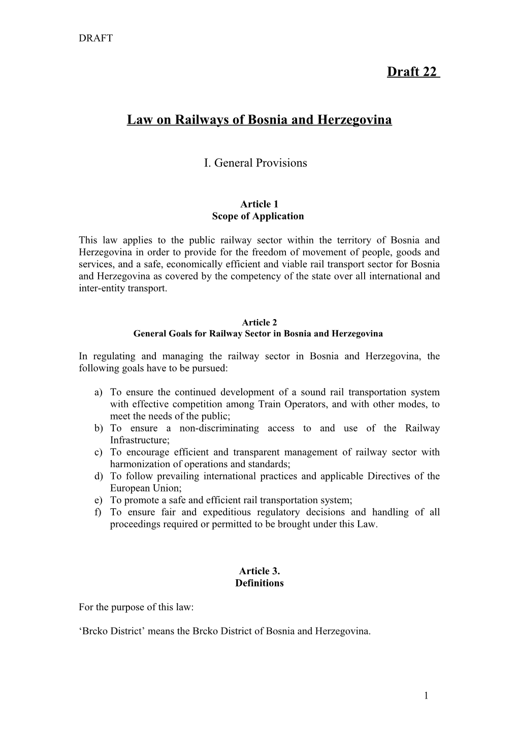 Law on Railways of Bosnia and Herzegovina