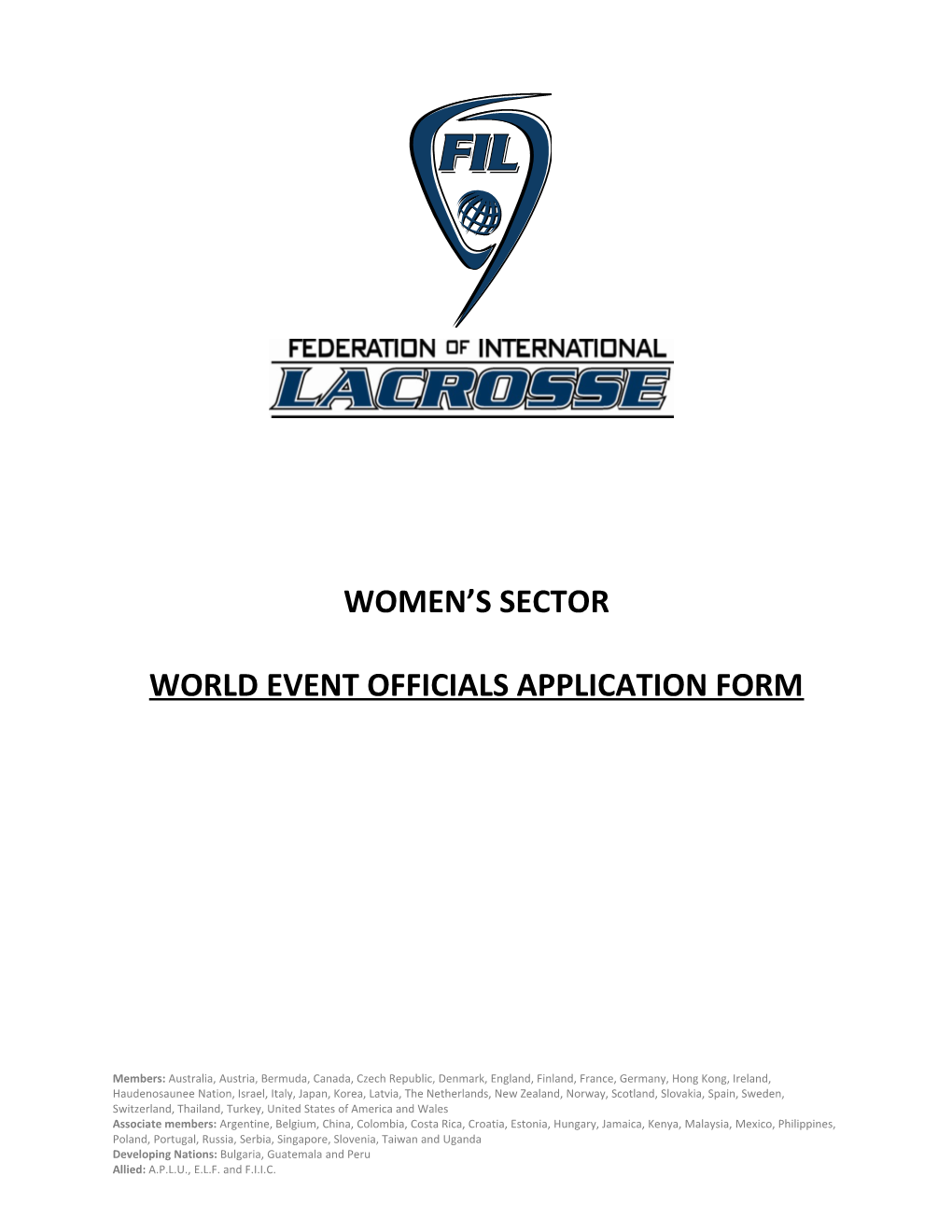 World Event Officials Application Form