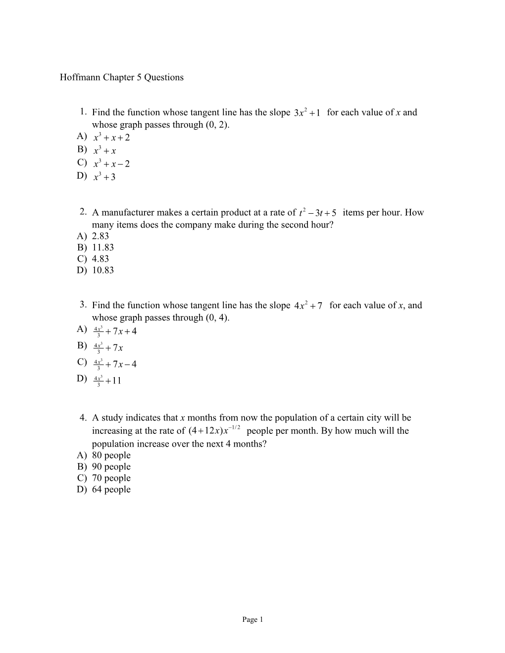 Hoffmann Chapter 5 Questions