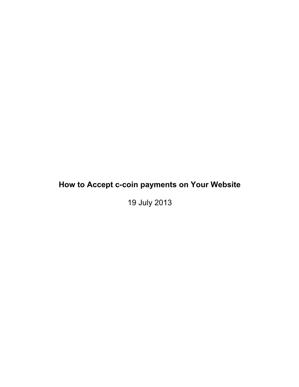 How to Accept C-Coin Payments on Your Website