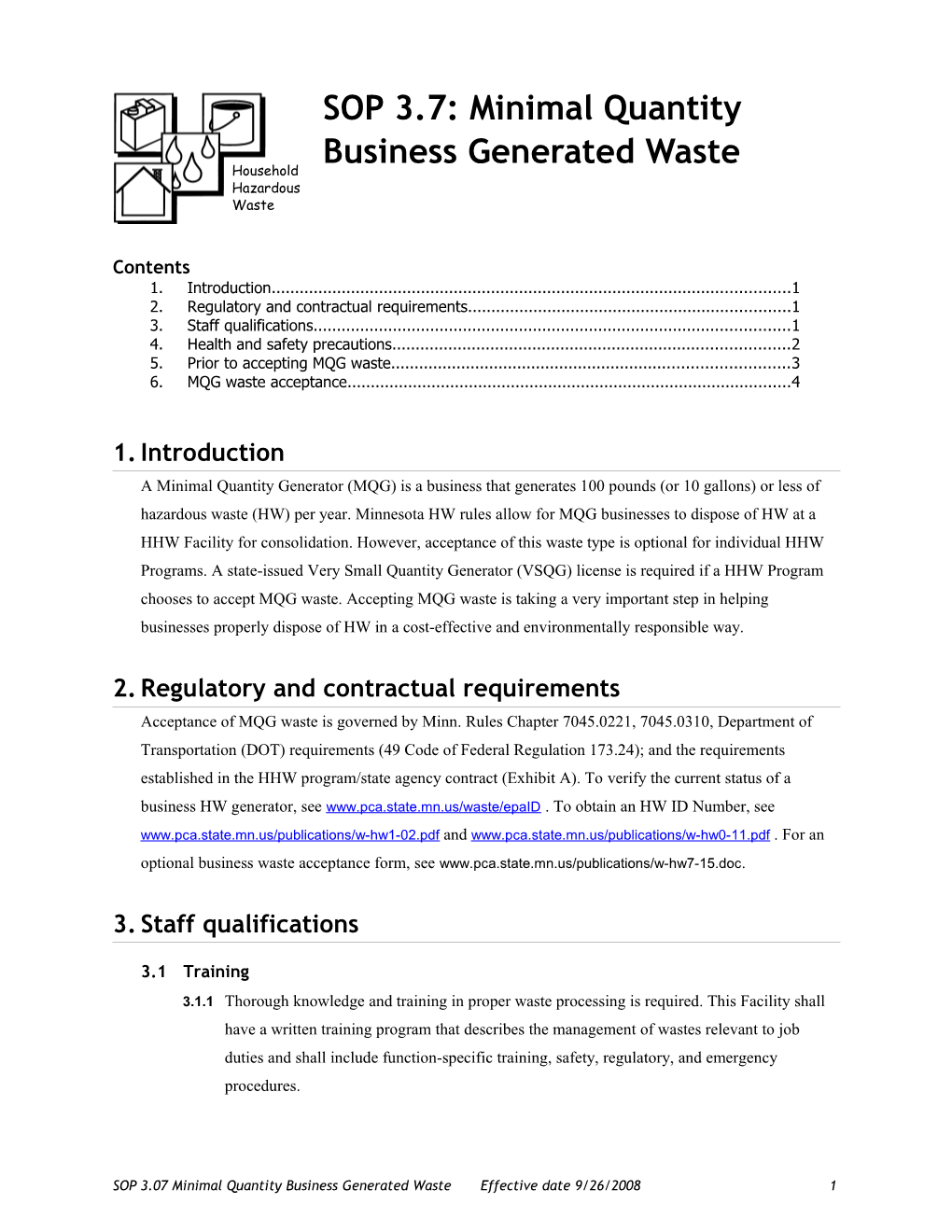 SOP 3.7: Business Waste Management