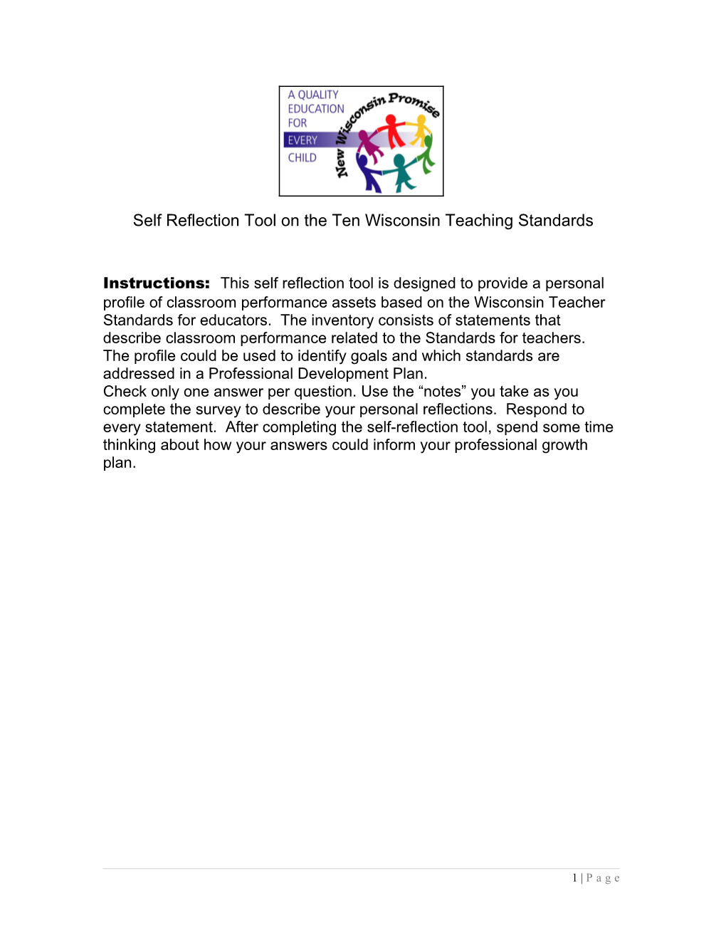 Self Reflection PDP Tool for Teachers
