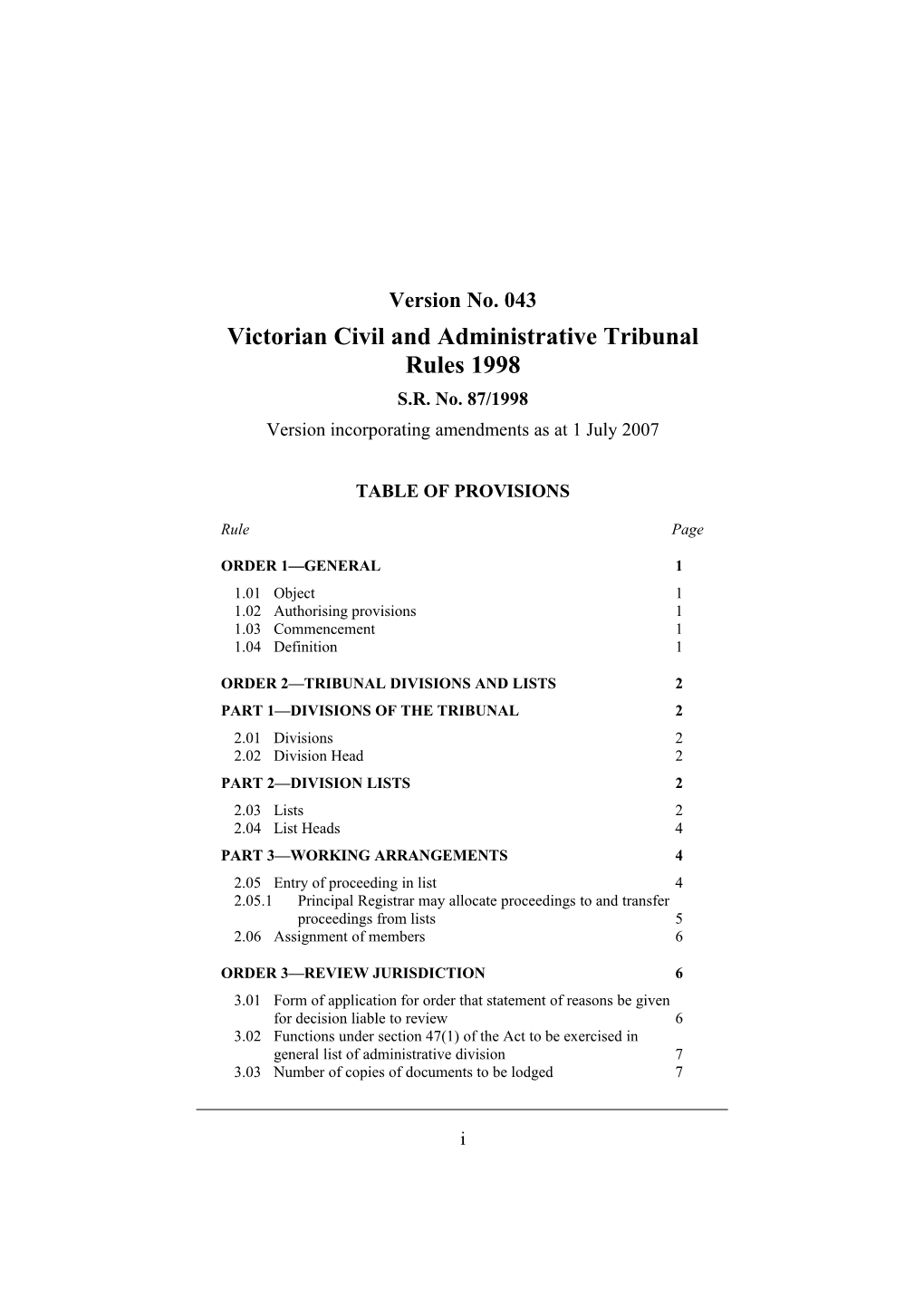 Victorian Civil and Administrative Tribunal Rules 1998