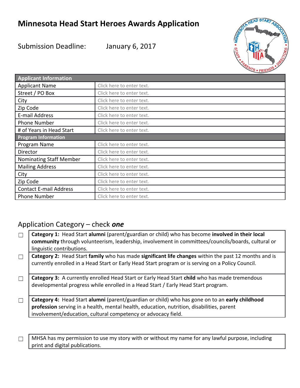 Application Category Check One