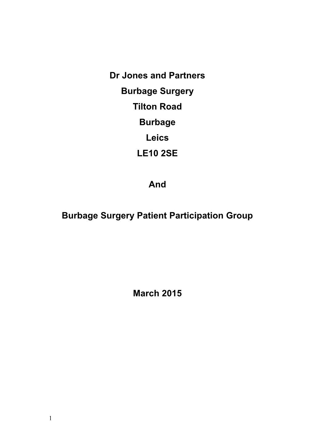 Burbage Surgery Patient Participation Group