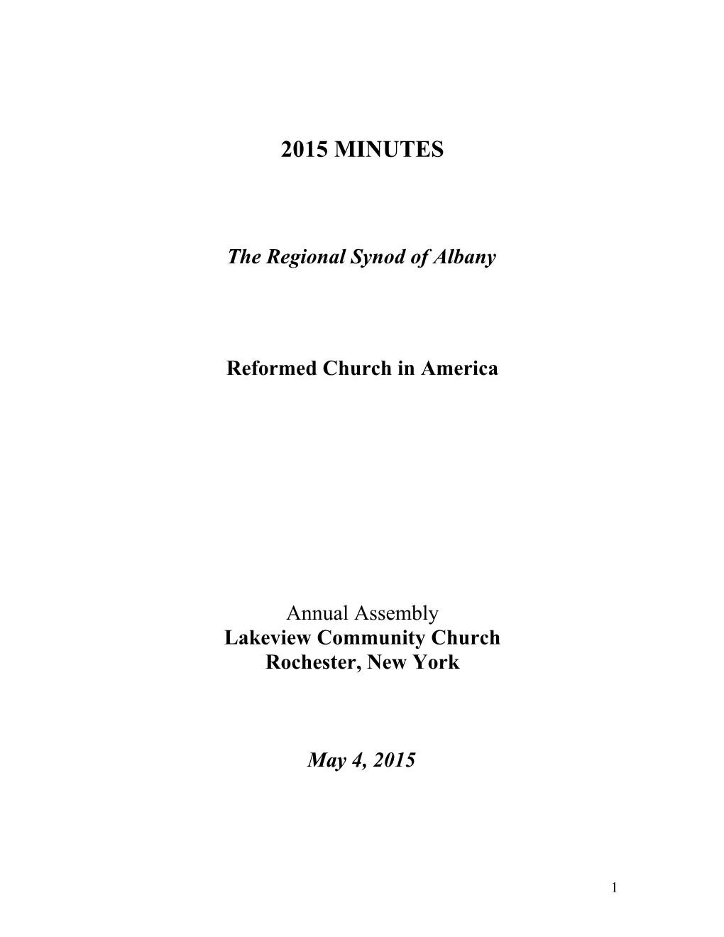 The Regional Synod of Albany