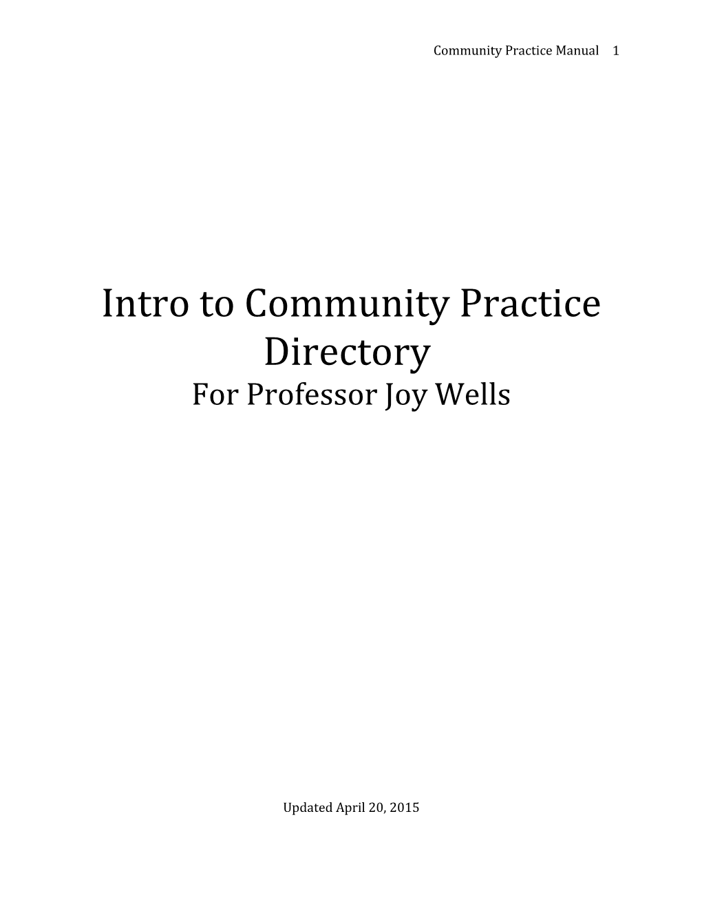 Intro to Community Practice Directory