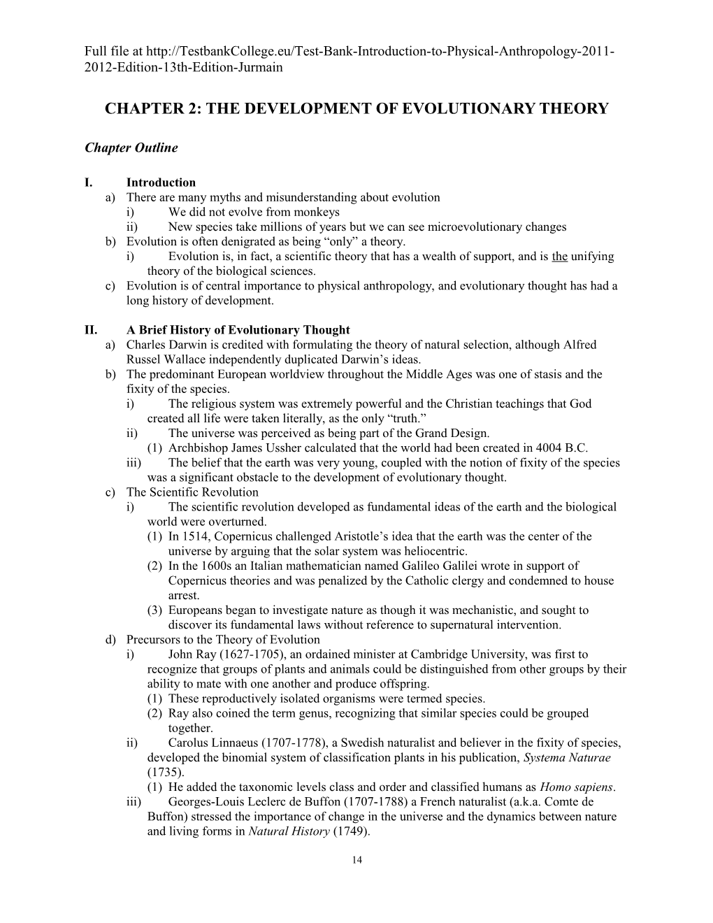 Chapter 2: the Development of Evolutionary Theory