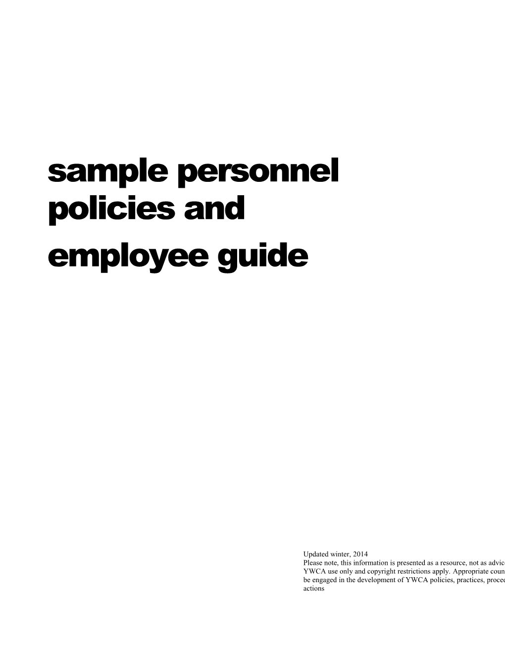 Sample Personnel Policies And