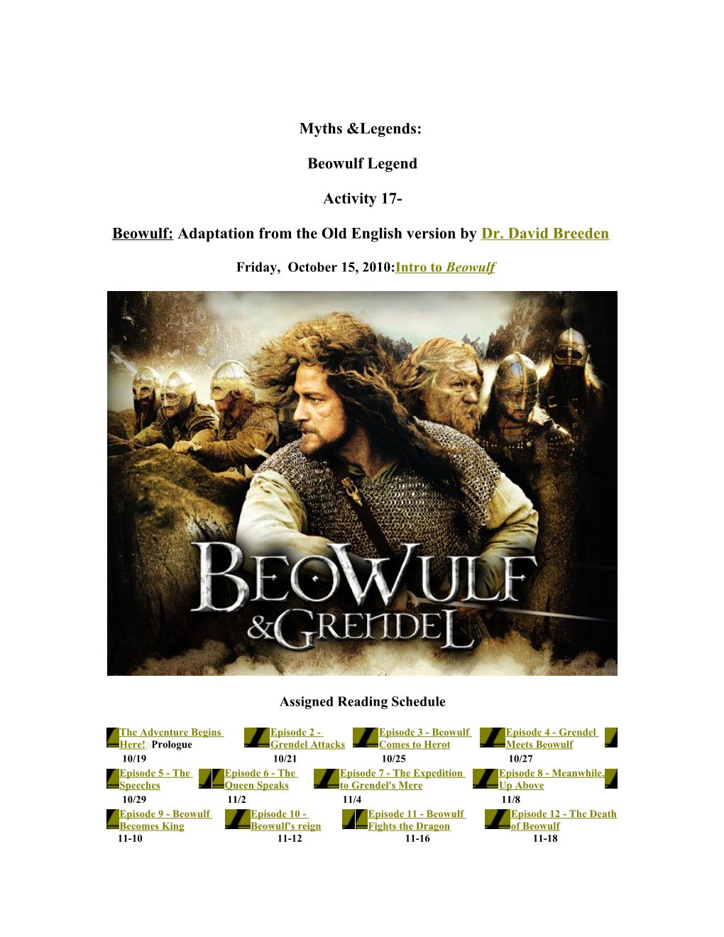 Beowulf: Adaptation from the Old English Version by Dr