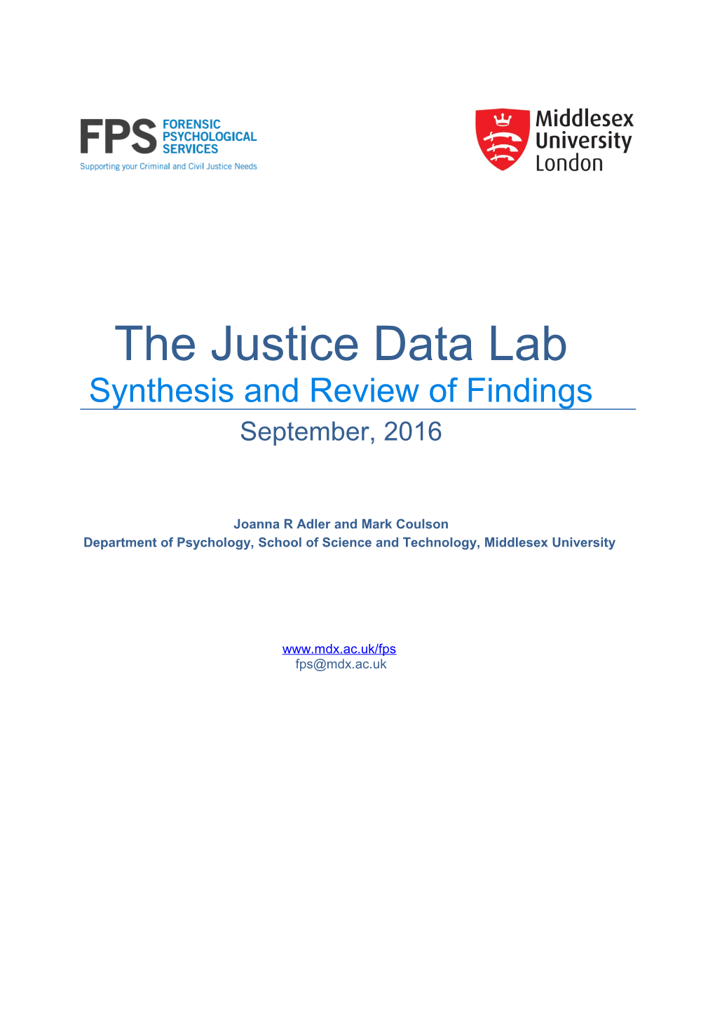 The Justice Data Lab Synthesis and Review of Findings