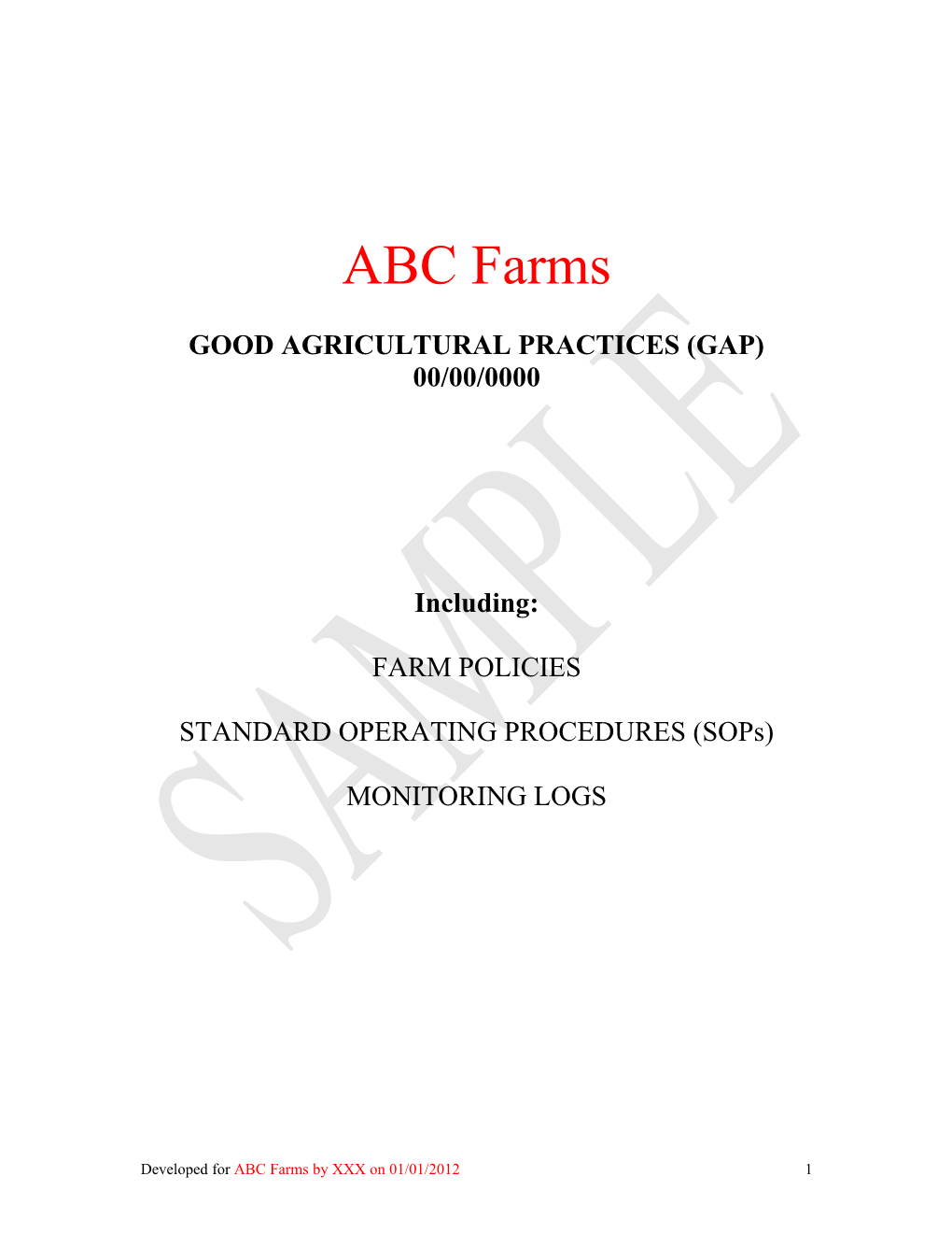 Good Agricultural Practices (Gap)