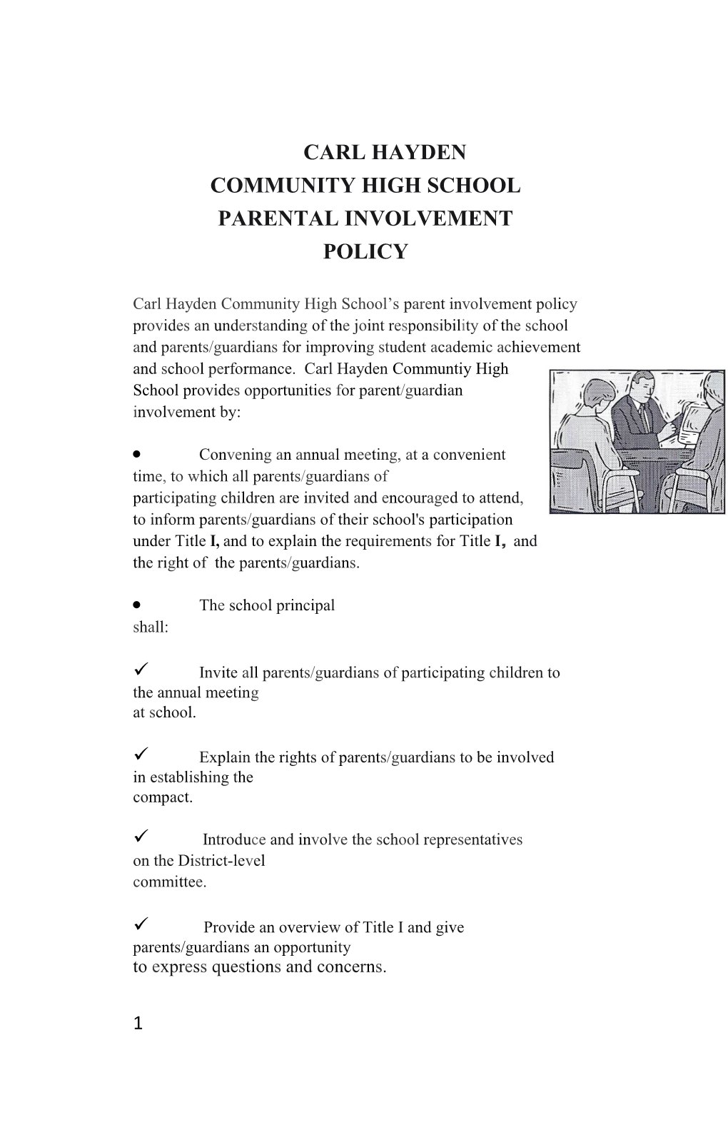 Carl Hayden Community High School Parental Involvement Policy